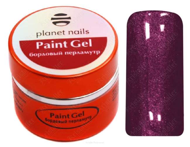 Гель-краска Planet Nails, Paint gel, Burgundy pearl, 5g Гель-краска Planet Nails, Paint gel, Burgundy pearl, 5g